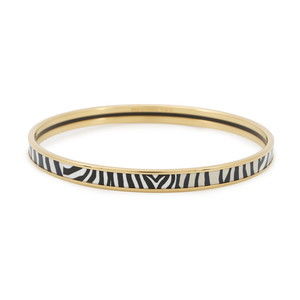 Hermes bangle, enamel, TPM, zebra, HERMES, cloisonné, white and black